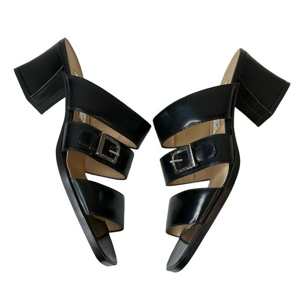 CALICO Black Leather Strappy Buckle Mule Sandals Size 7.5 - Picture 12 of 16